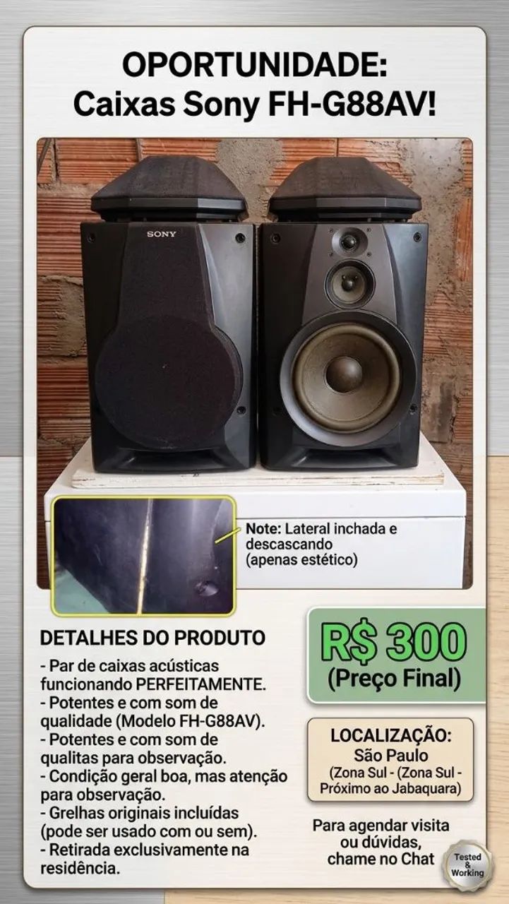 Par de caixas Sony FH-G88AV 