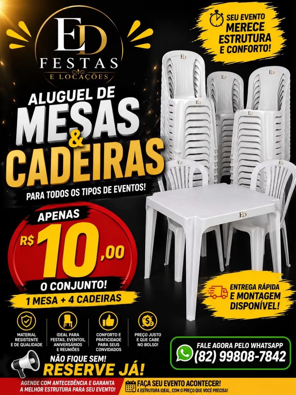 Aluguel de mesas e cadeiras 