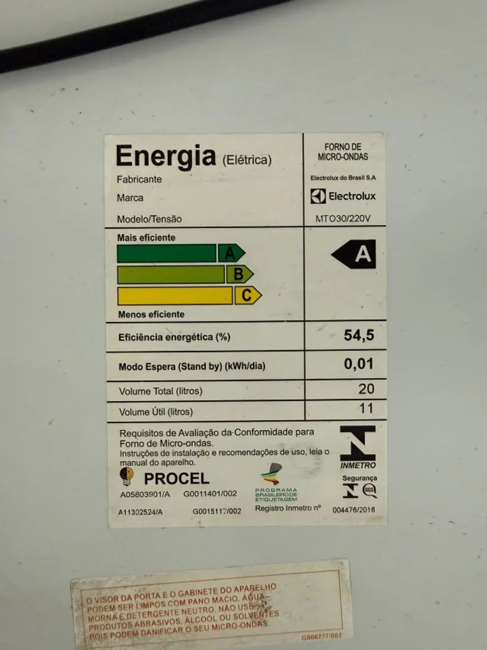 MICRO-ONDAS ELECTROLUX 
