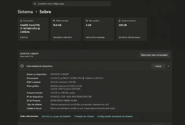 Notebook Acer Nitro 5 i7  - Foto 4