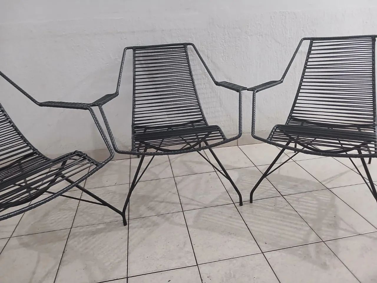 Cadeiras de ferro e nylon - R$100,00 cada - Foto 2