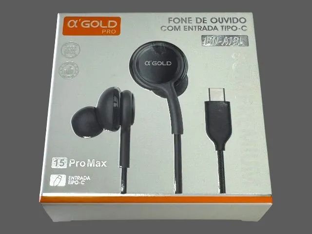 Fone de Ouvido Premium A'Gold Tipo-C (Compatível com 15 Pro Max)