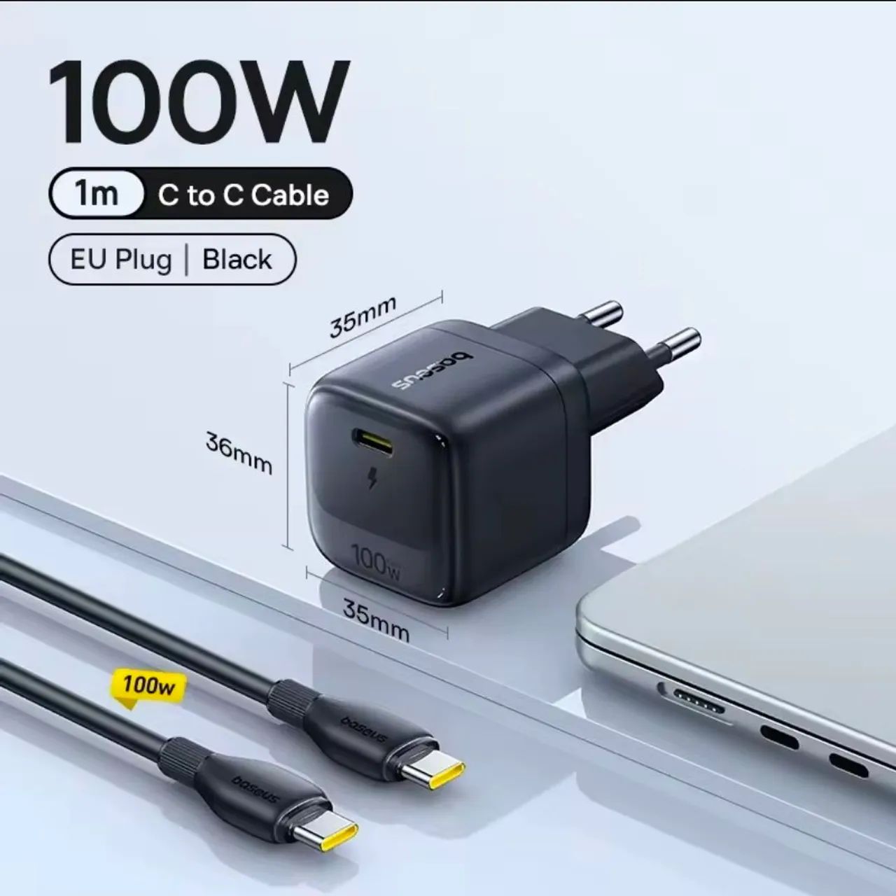 Mini carregador Baseus 100w 200-240v