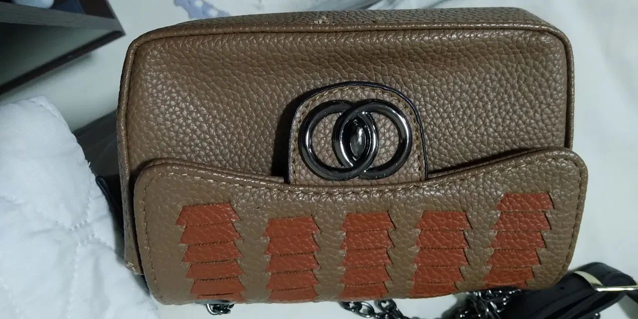 Bolsa feminina marrom com alça de corrente  - Foto 5