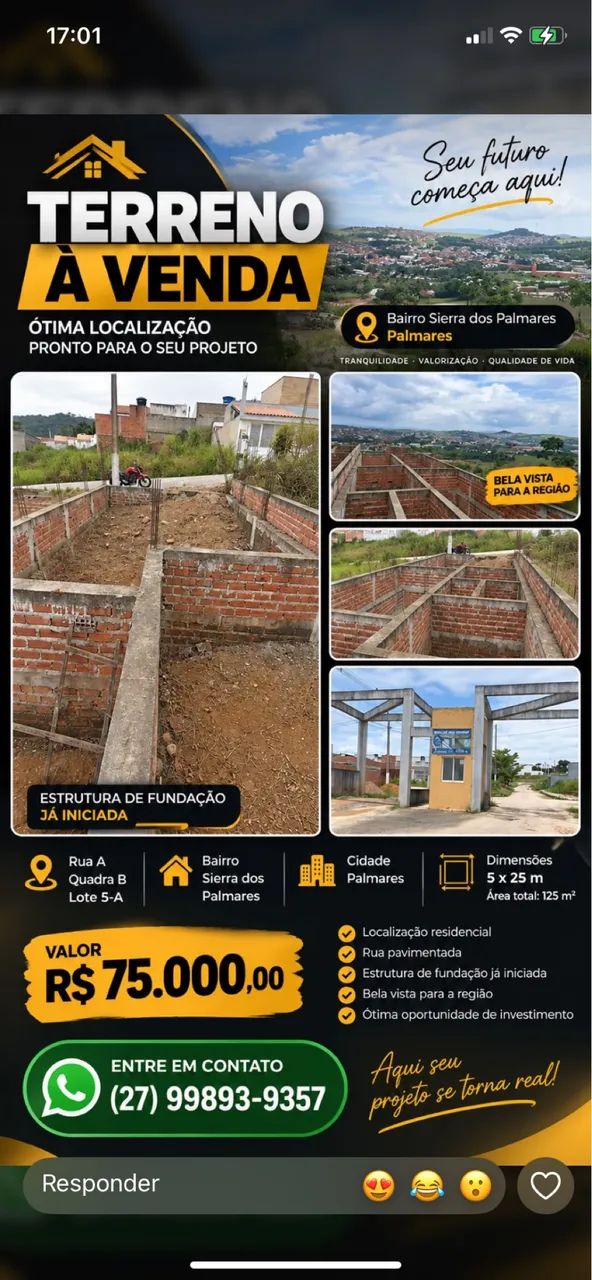 Vendo terreno com escritura pronto pra transferir 
