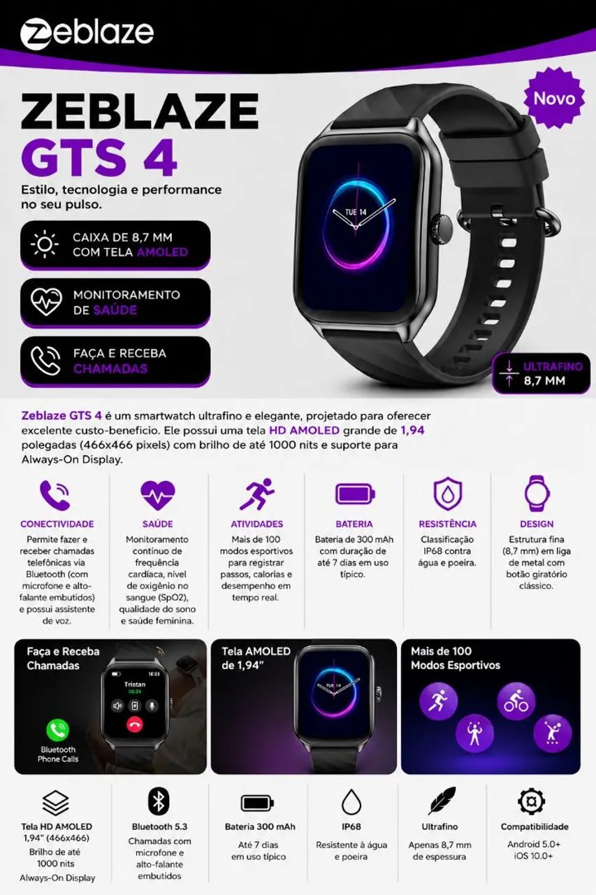 Smartwatch Zeblaze GTS 4