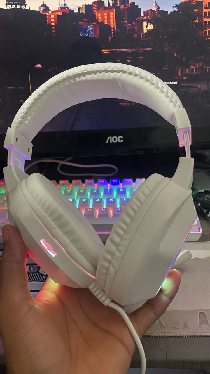 Headset Gamer Letron Branco com Microfone - Foto 3