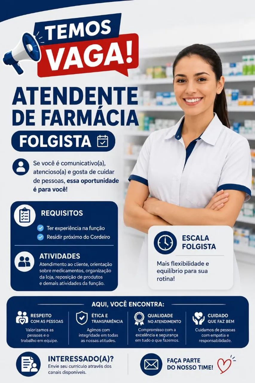 VAGA PARA FARMÁCIA 