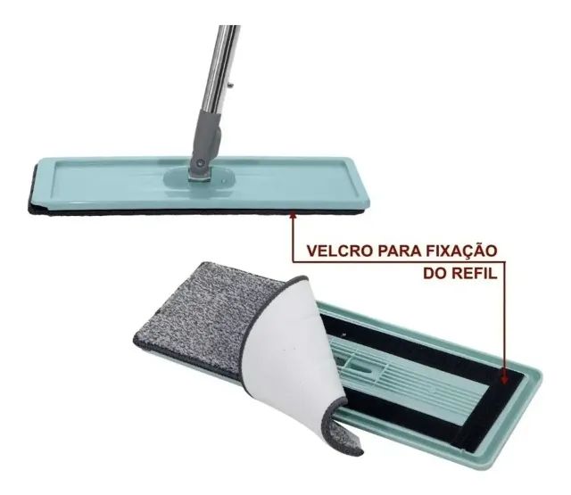 Flat Mop Esfregão Giratório 360º 1 Refil com Balde - Foto 3