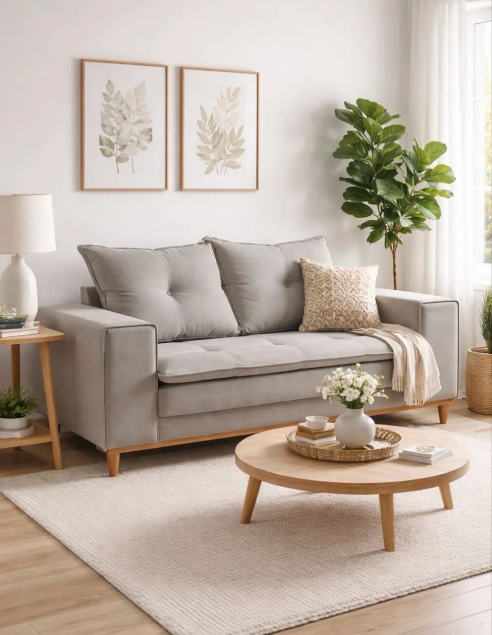 Sofá Living Caparao 1,60m de Largura Linho Entrega Rápida