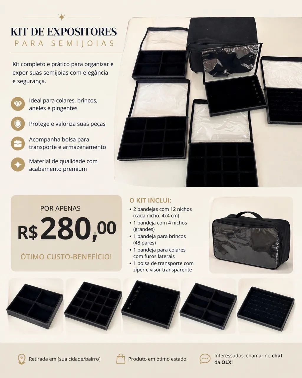 Maleta expositora com 5 bandejas personalizadas - Foto 2