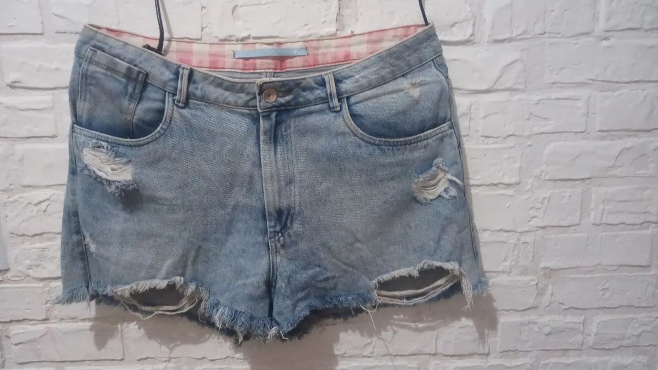 Short Jeans Azul Claro Feminino N:48 - Foto 3