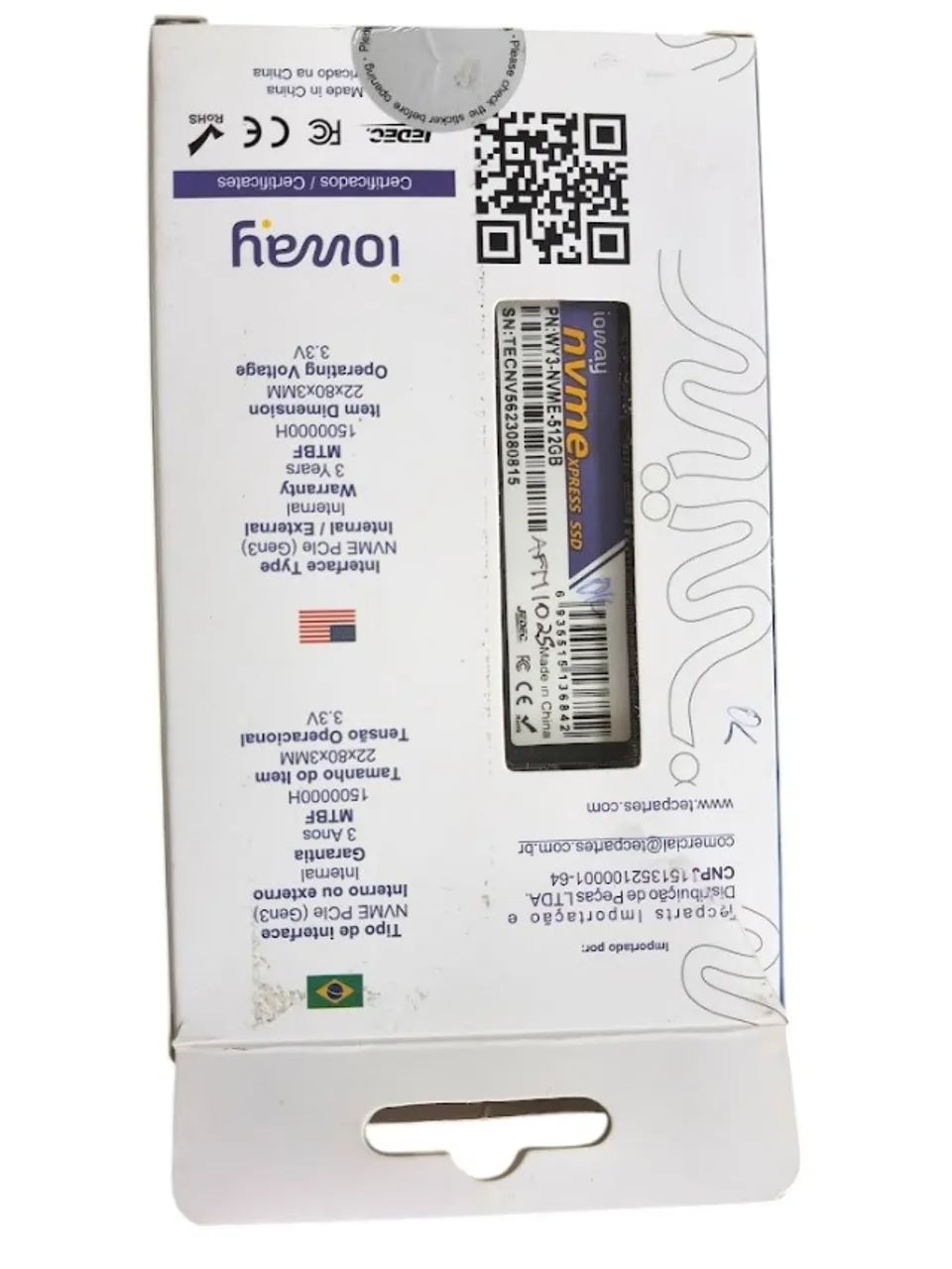 Ssd 512gb M.2 Nvme Pcie 2280 Gen3 Ioway 