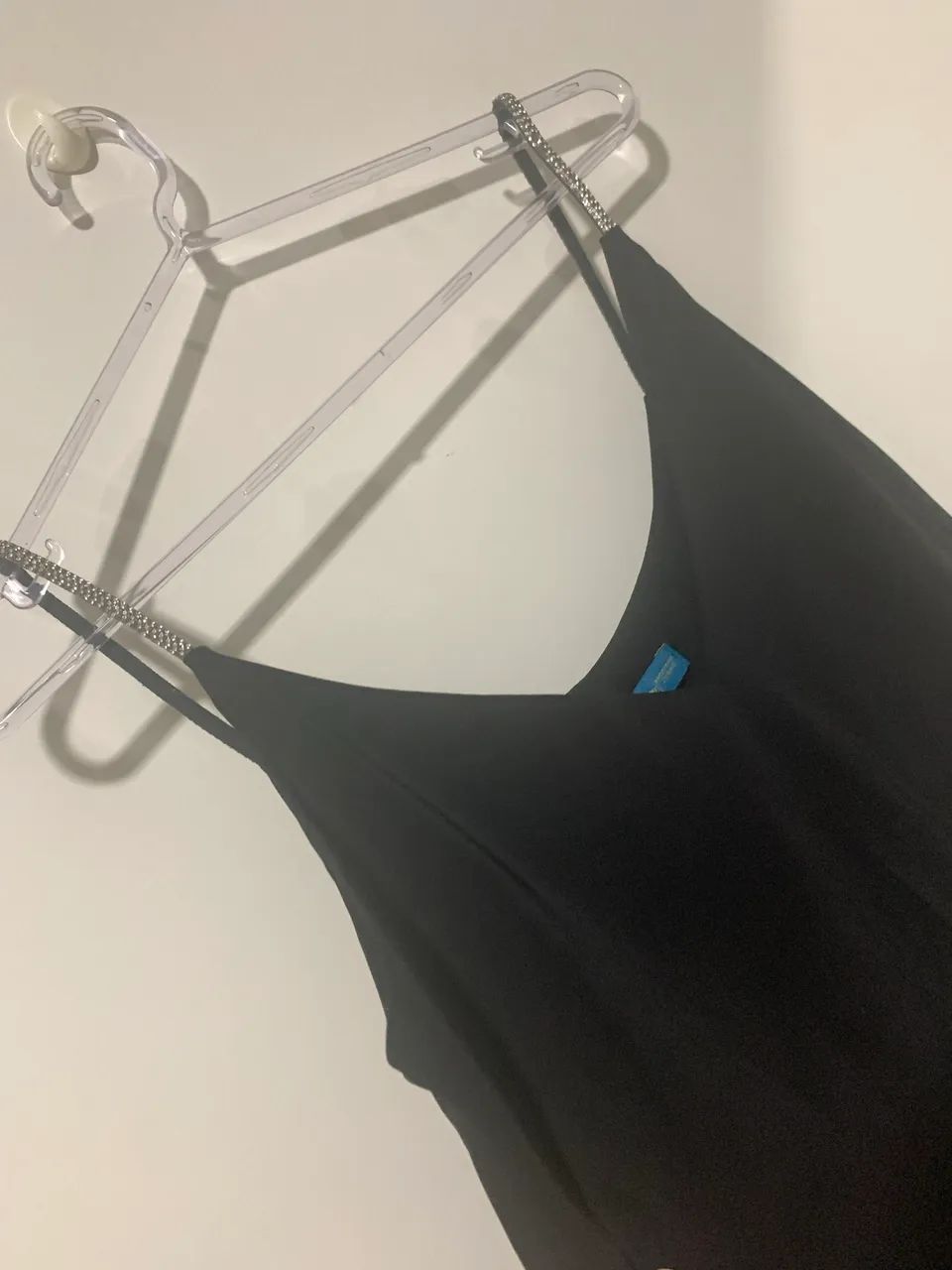 TOP balada com brilho na alça, preto 
