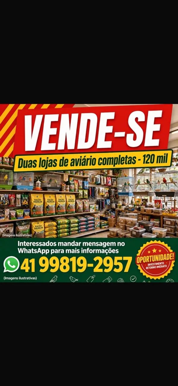 Venda se duas lojas de aviário completa