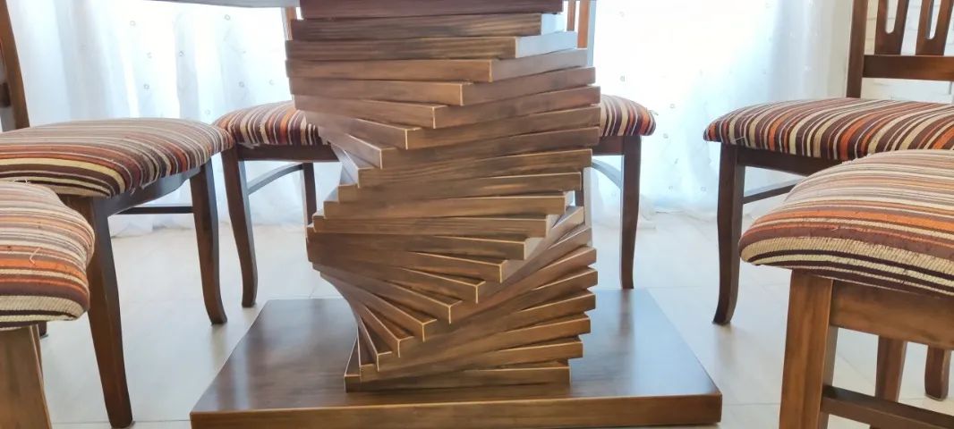 Mesa de Jantar Retangular 6 Lugares - Madeira Maciça e Vidro Bisotê - Foto 3