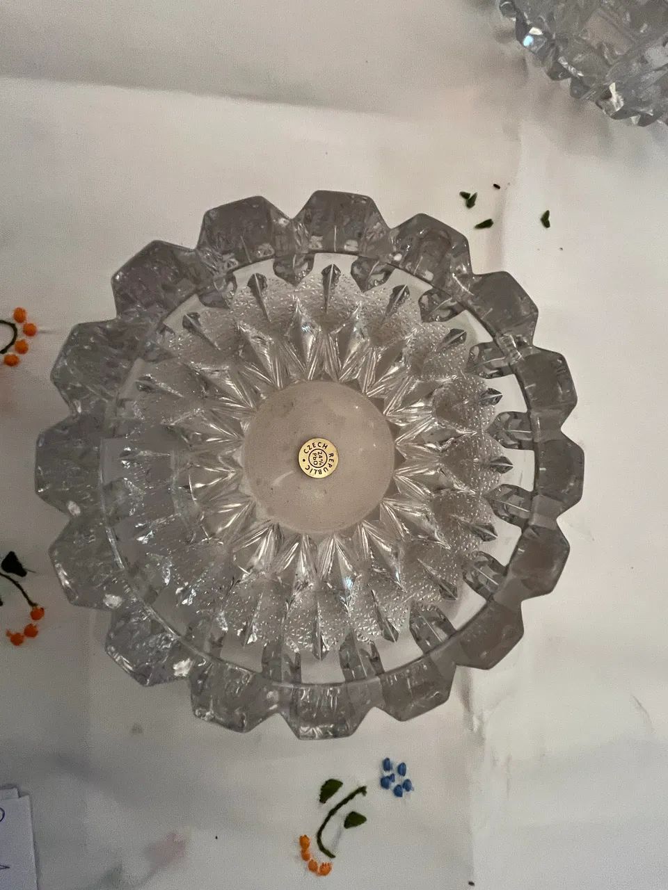  Cinzeiro de Cristal Bohemia ricamente trabalhado