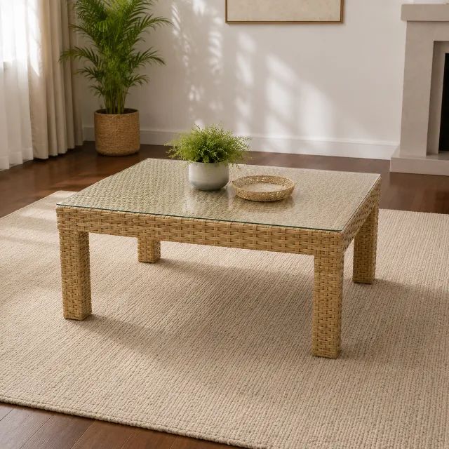 Conjunto de sofá em vimerattan com 2 poltronas e mesa de centro - Foto 2