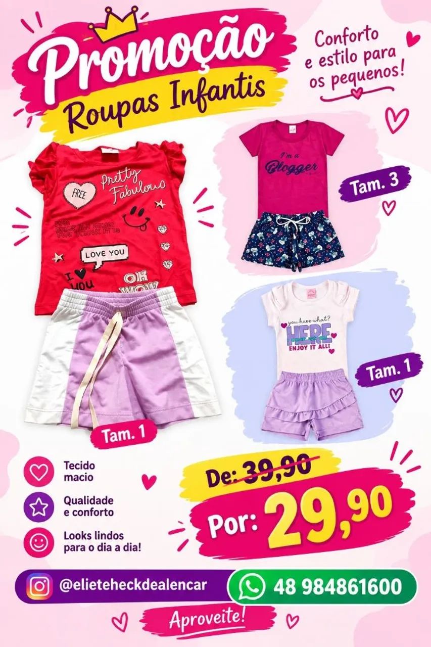 Conjuntos infantil verão meninas 