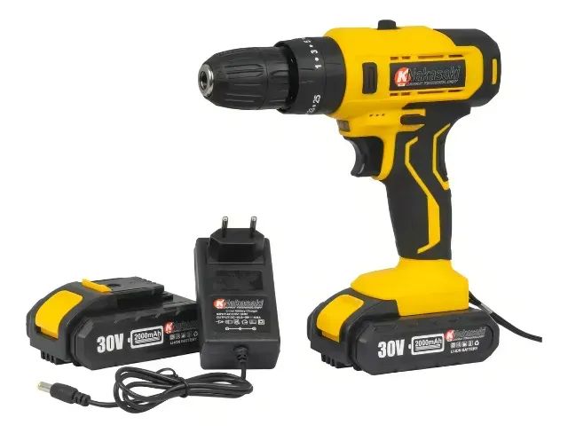 Parafusadeira E Furadeira Com Impacto Com 2 Baterias Cor Amarelo