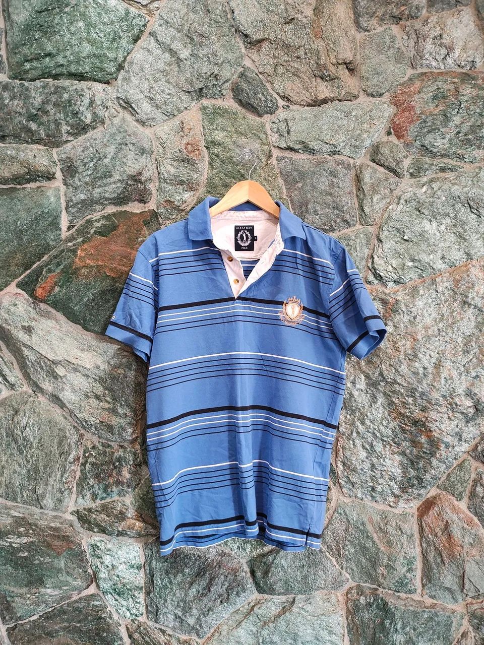 Camiseta Polo Aleatory Listrada Azul G
