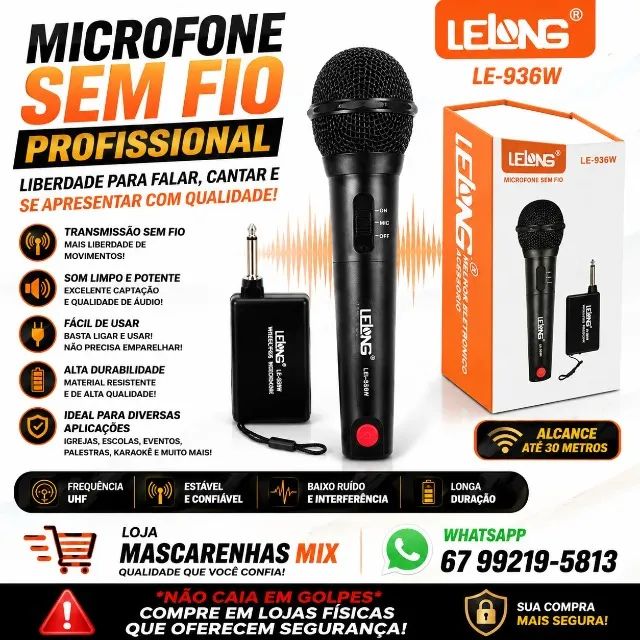 Microfone Sem Fio Profissional  Cod: 0136