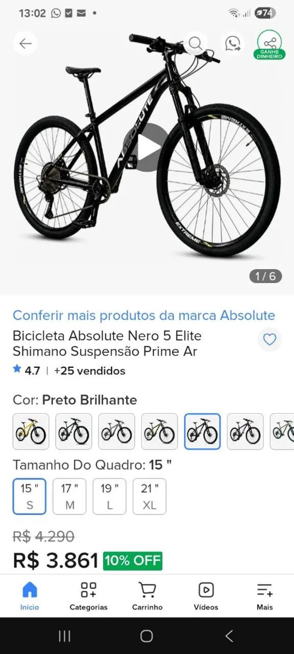 Bicicleta absolute aro 29 nova 