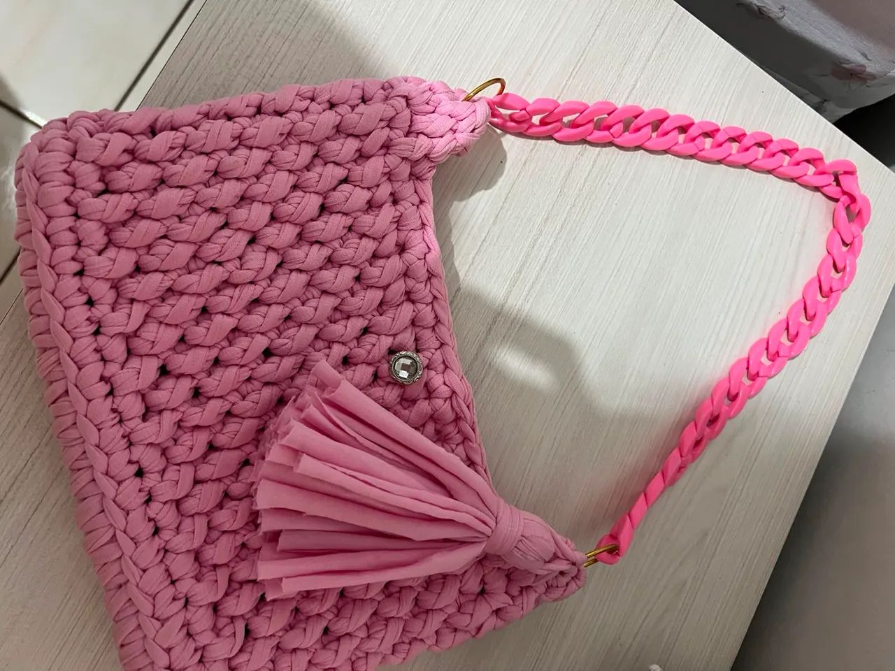 Bolsa de tricô Rosa  - Foto 3