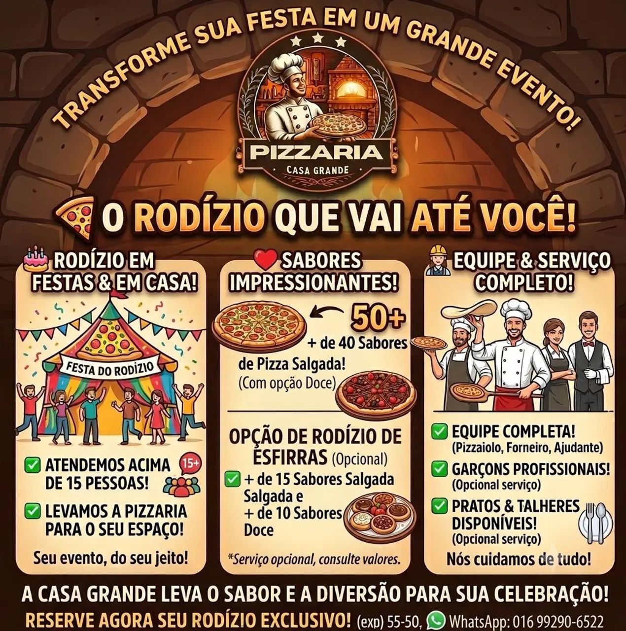 Rodizio para festas e sua casa