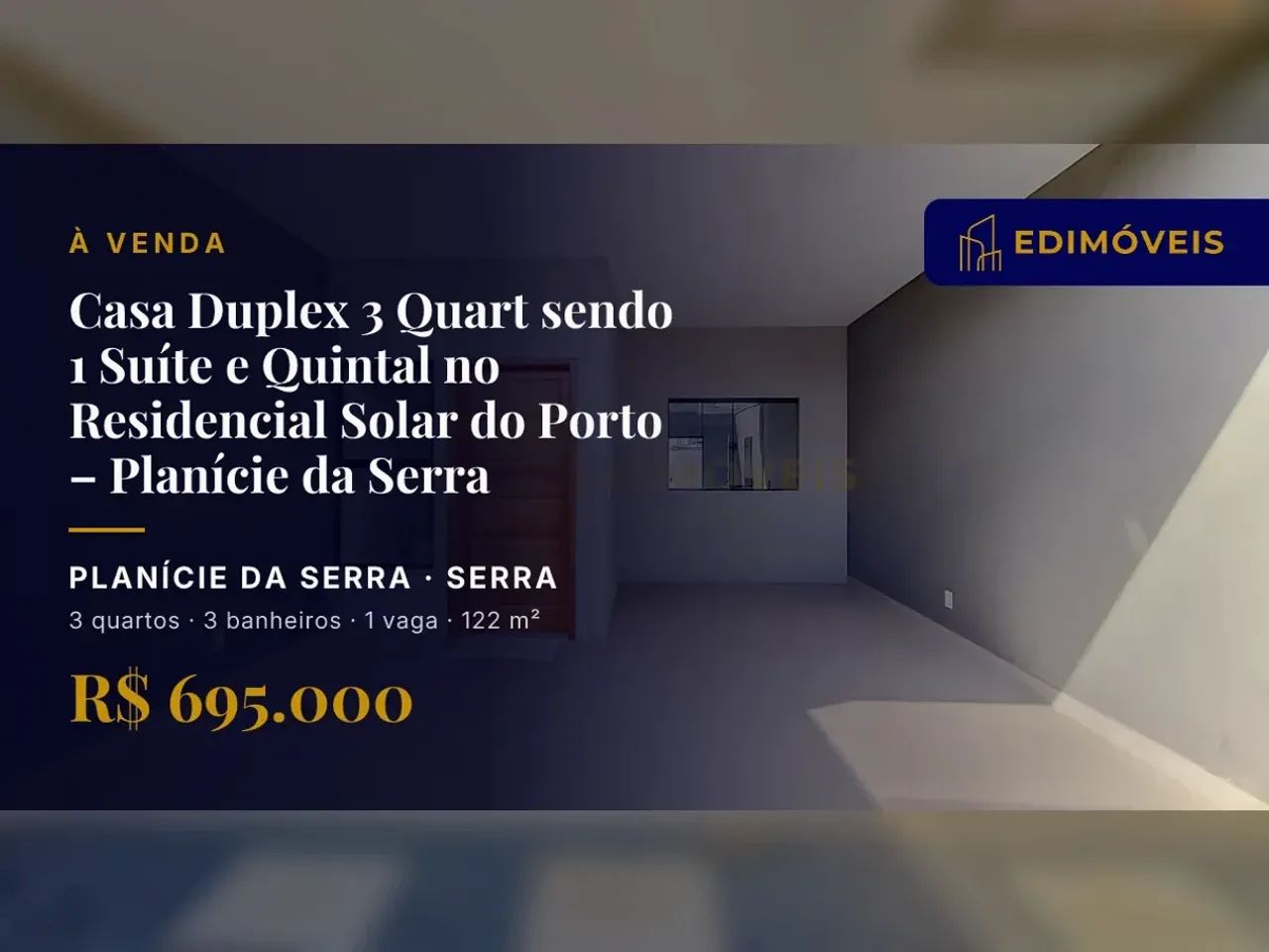 Planície da Serra: Casa Duplex 3 quartos com garagem coberta e varanda