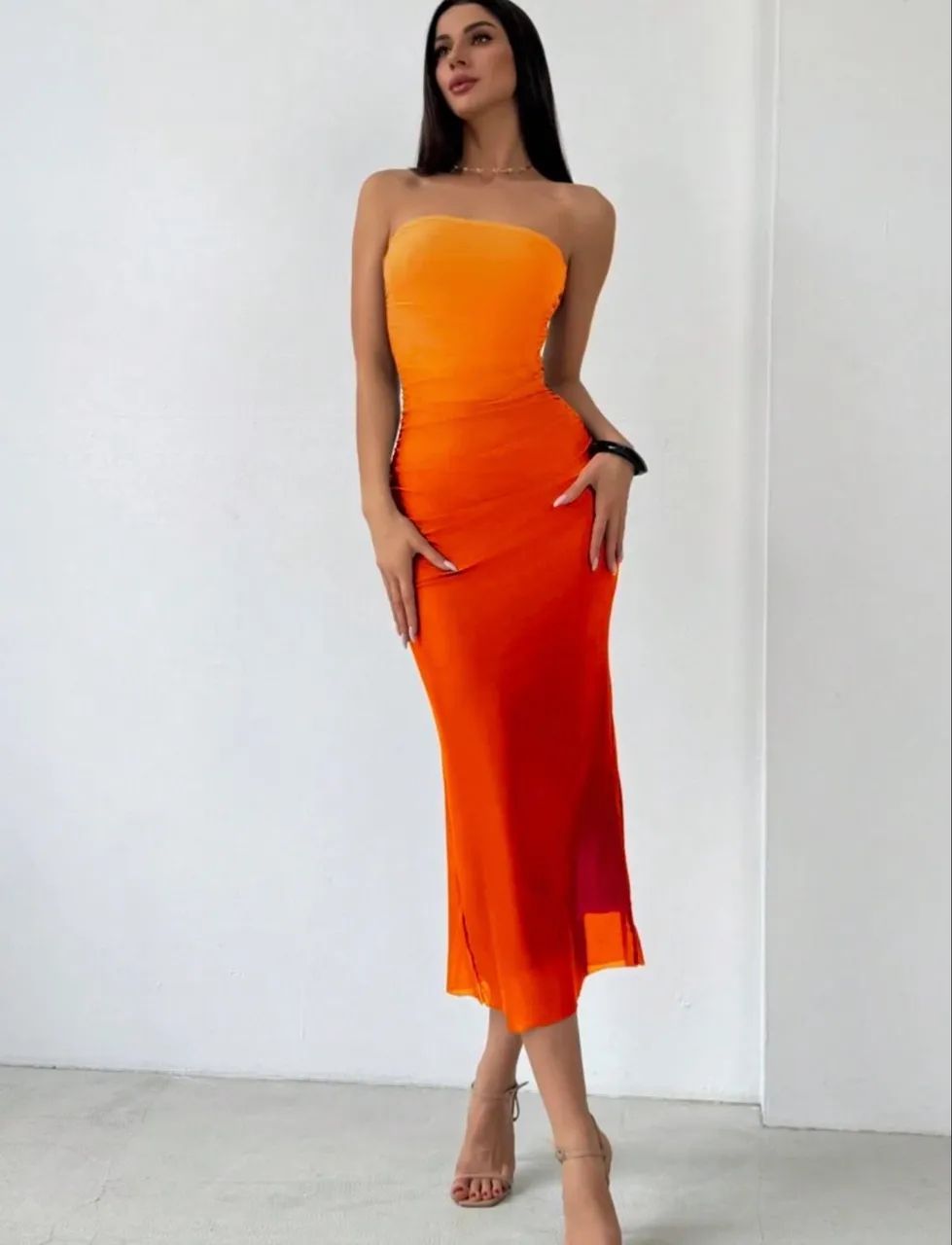 Vestido Shein Degrade Laranja