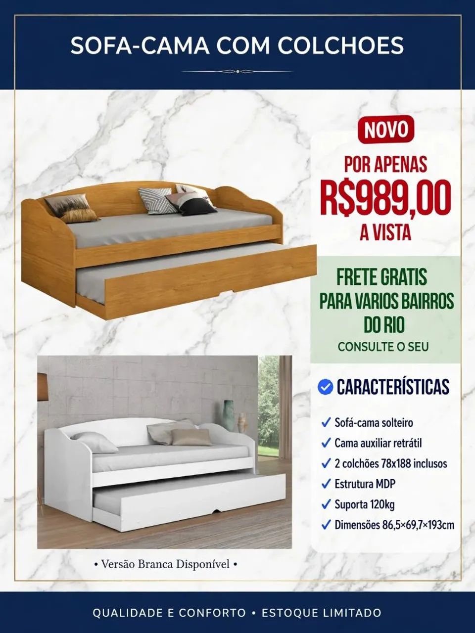BICAMA COM 2 COLCHÕES E FRETE GRÁTIS: AQUI É UMA ATRÁS DA OUTRA!! - Foto 2