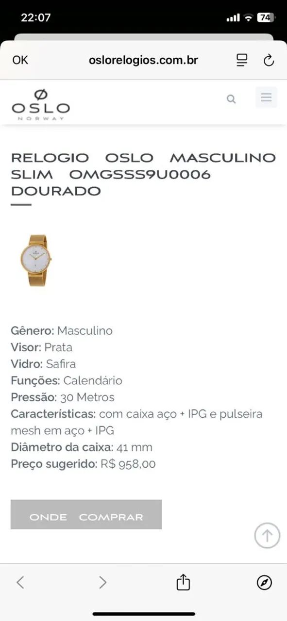 Rel ógio Oslo Masculino Slim  - Foto 2