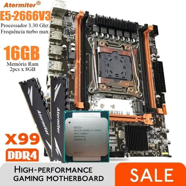 Kit Placa Mãe X99 +intel Xeon E5-2666 V3 + 16gb Ddr4