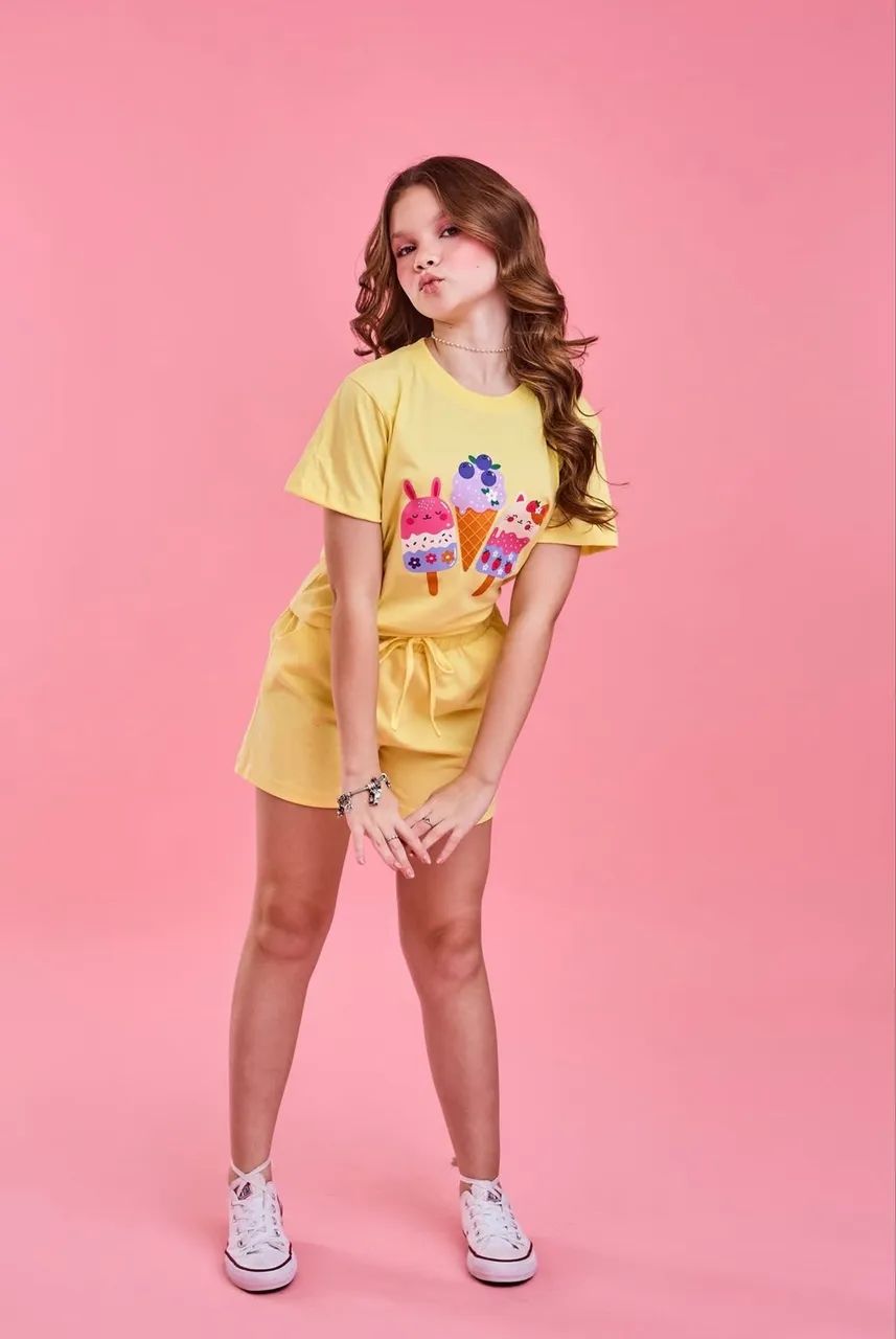 Conjunto amarelo em algodão  - Foto 4