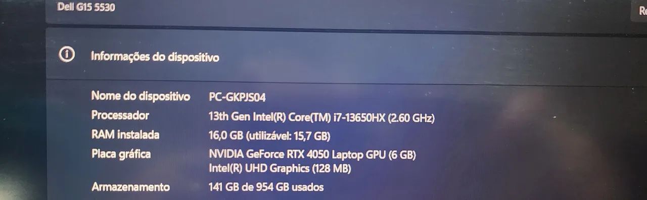 Dell G15 i7 Rtx 4050 1tb 16gb zerado - Foto 2