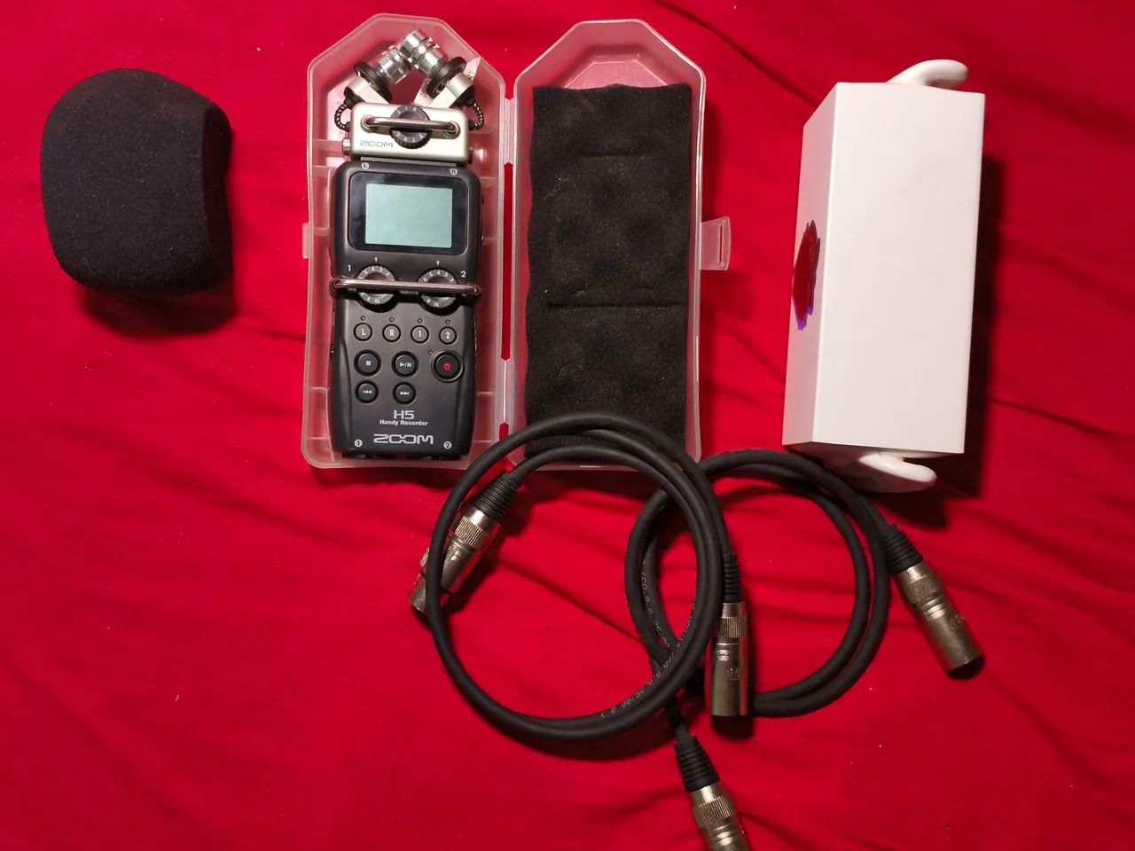 Kit microfone binaural + gravador zoom H5 com cabos