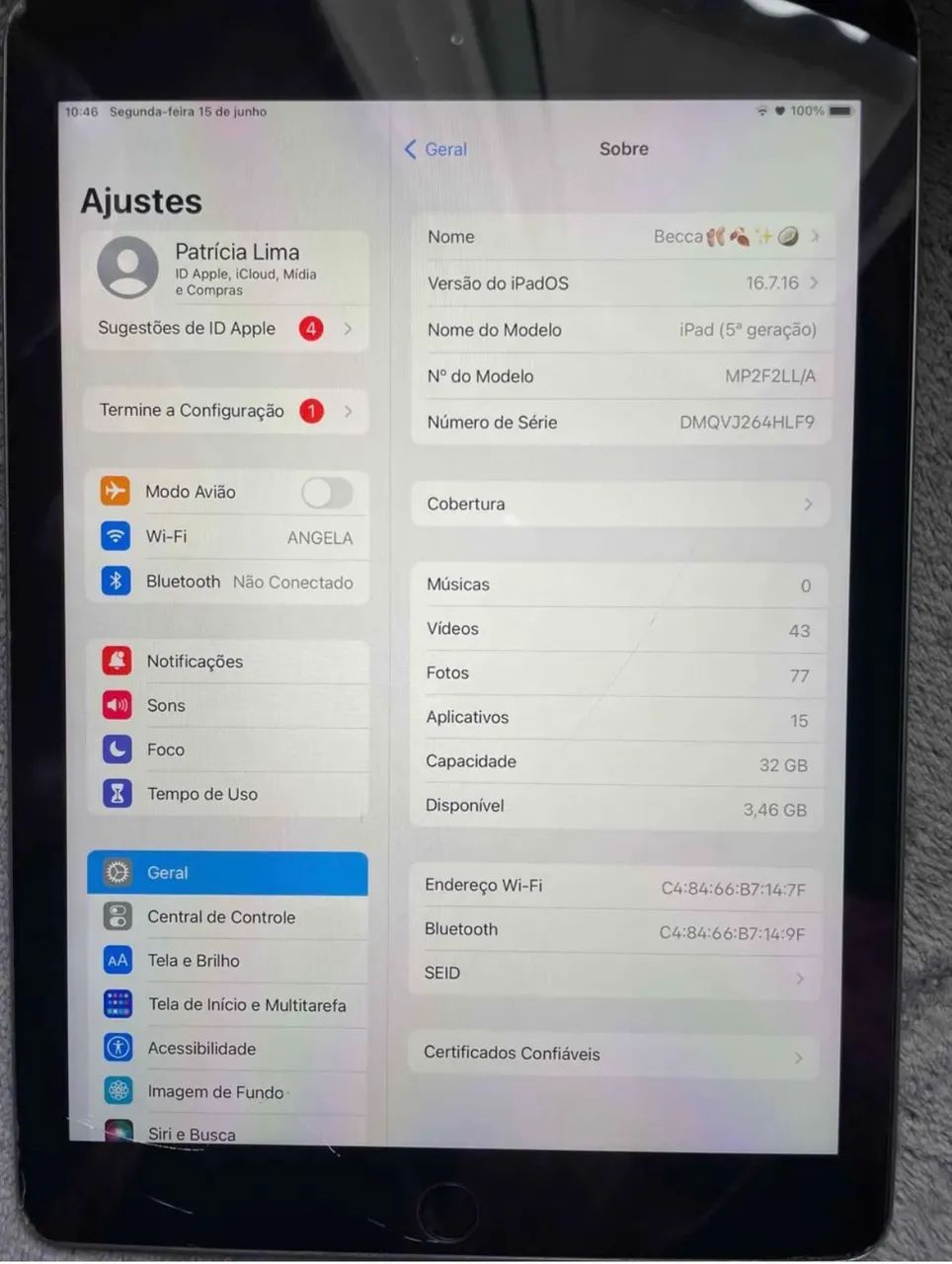 iPad 5 geração cinza 