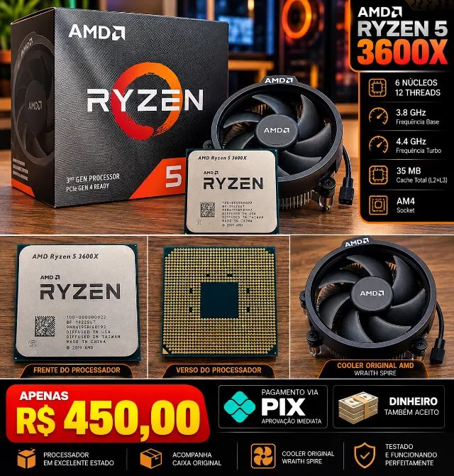 Processador Ryzen 3600x indicado gamer