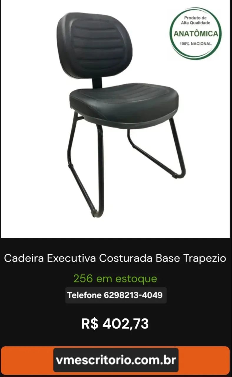Cadeira Executiva Costurada Base Trapezio