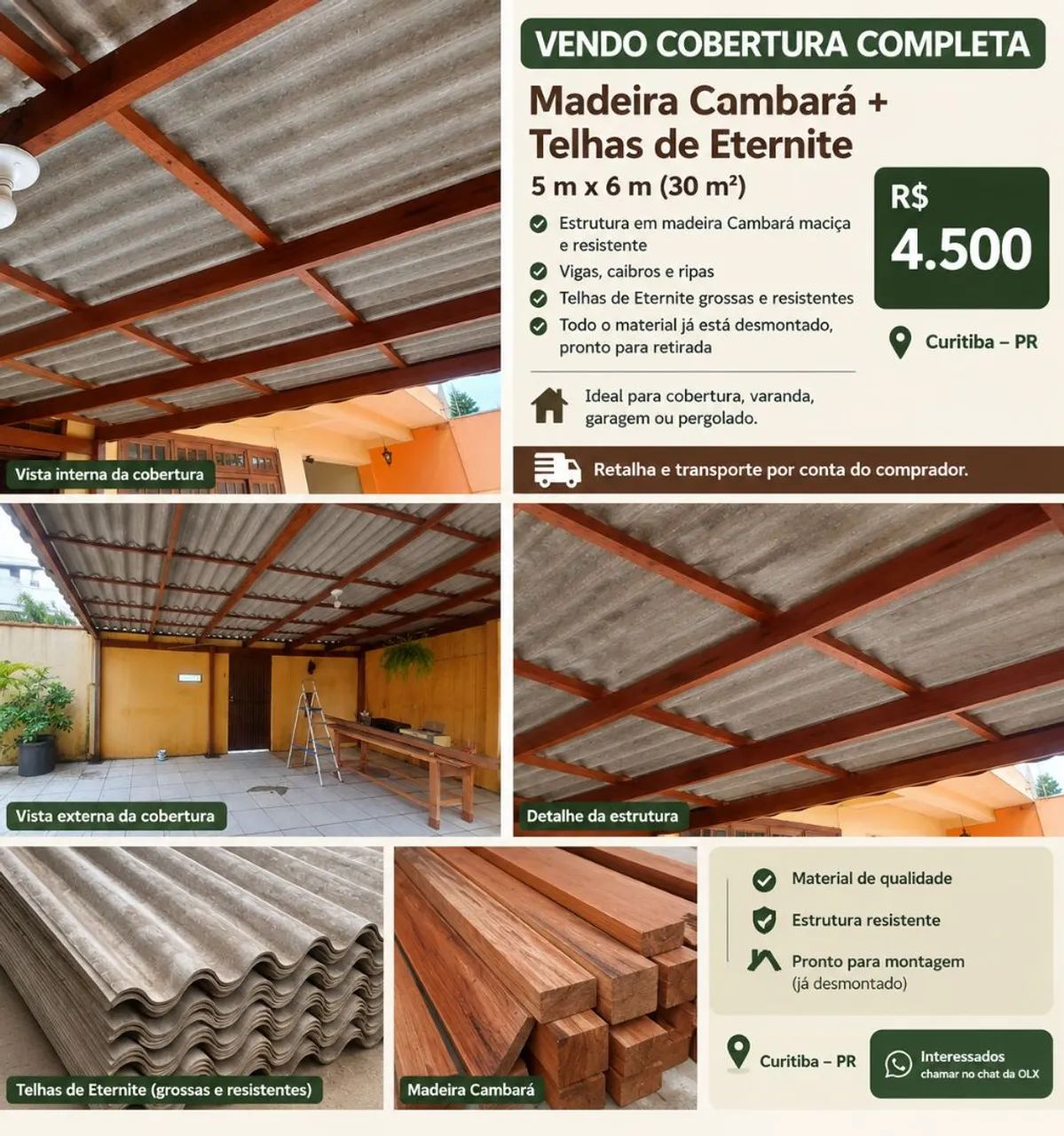 Cobertura com madeira e telha