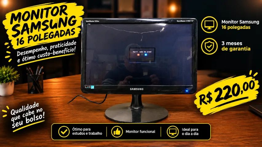 Monitor LED Samsung 16 Polegadas. Funcionando 100% com Garantia