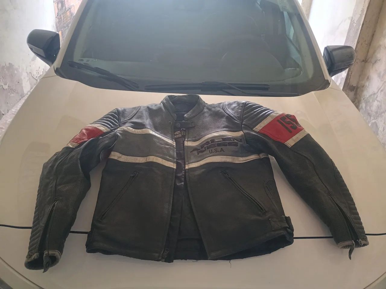 Jaqueta de couro motociclista 