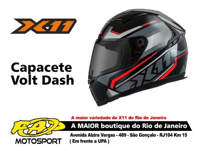 Capacete X11 Moto Volt Dash Preto Vermelho