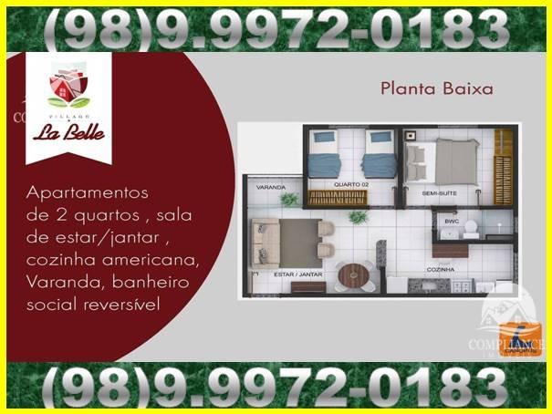 Entrada em 1+2 De RS 1.500! Apartamentos 2qrtos! La Belle, Maiobão - Foto 5