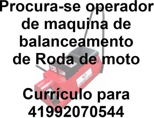 Vaga para operador de balanceadora para rodas de moto