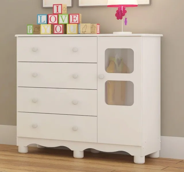 Cômoda Uli 100% MDF com Corrediças Metálicas - Peroba (Nova)