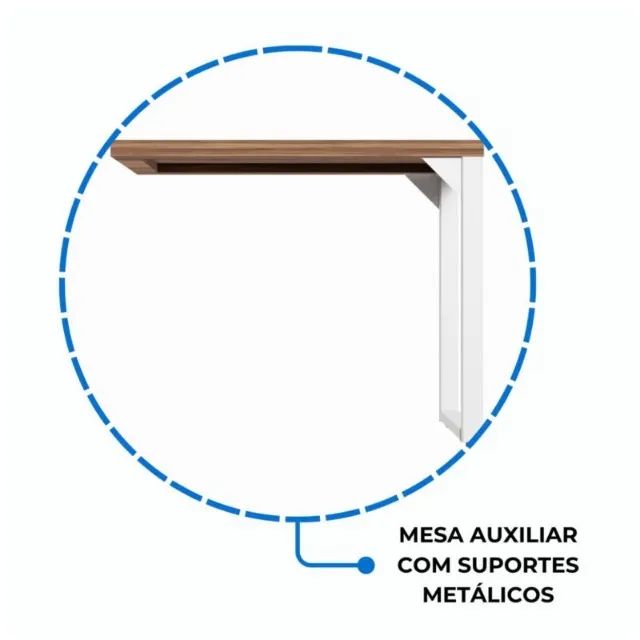 Mesa Auxiliar Simples 0,90x0,45m Nogal Sevilha/Branco Funcional Compacta Modelo 34304 - Foto 3