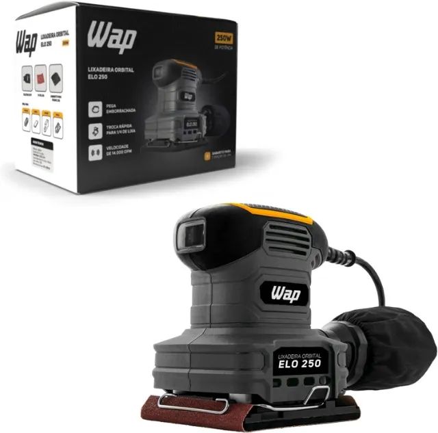 Lixadeira Orbital Wap 250W Ergonômica Coletor De Pó 1400 Órbitas Por Minuto 220V - Foto 3