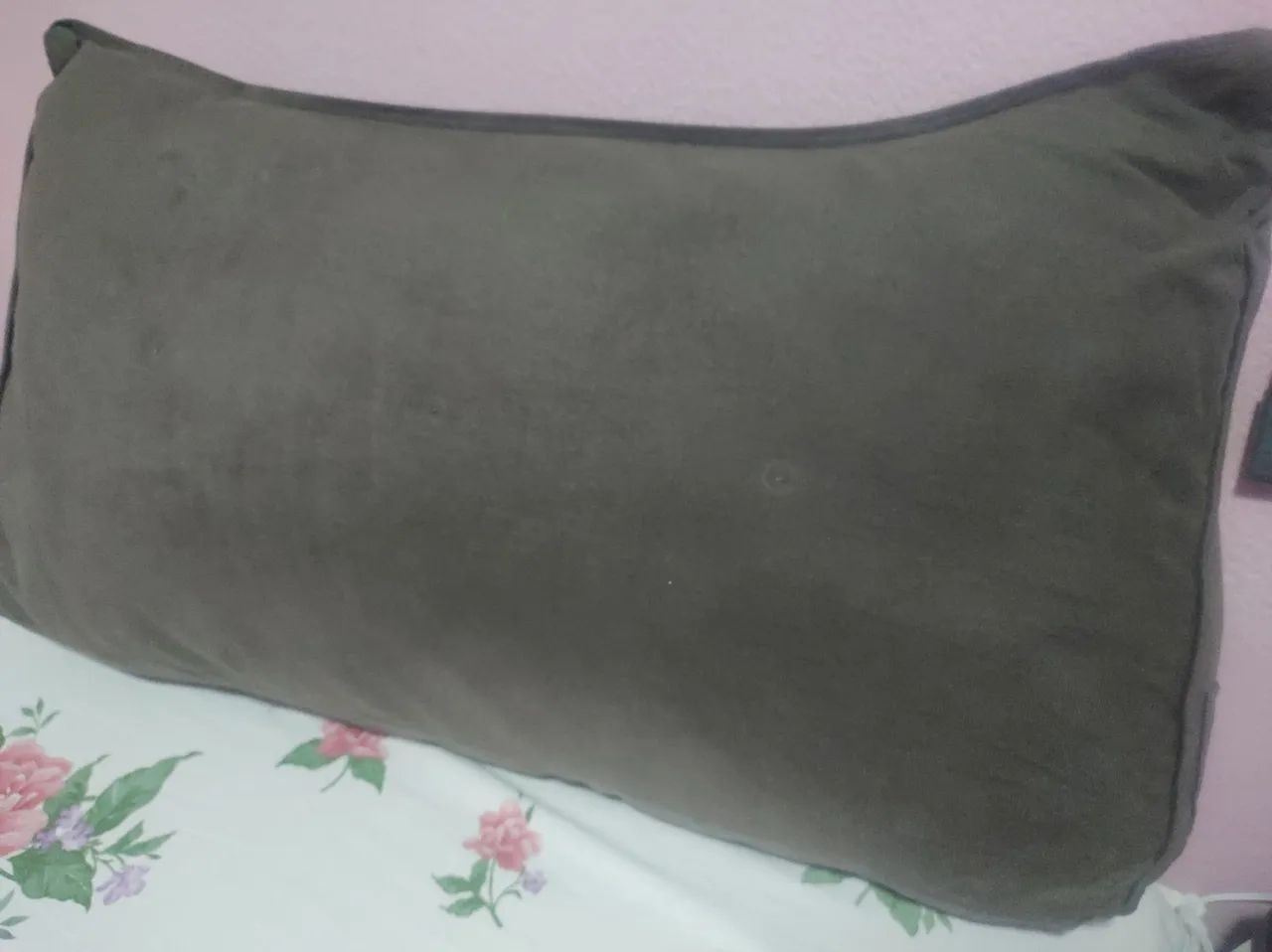 Almofada em Suede Bege encosto de cabeceira 